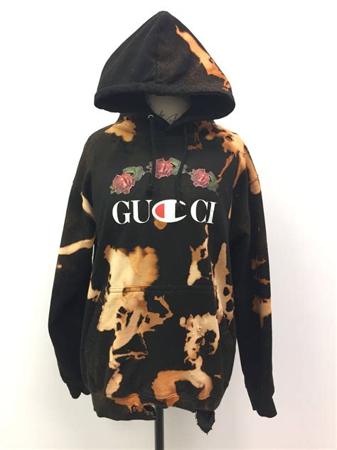 gucci black hoodie with red lips|Gucci distressed hoodie.